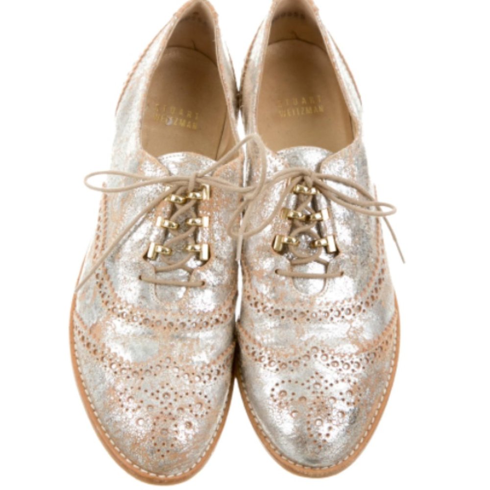Stuart Weitzman Metallic Leather Oxfords